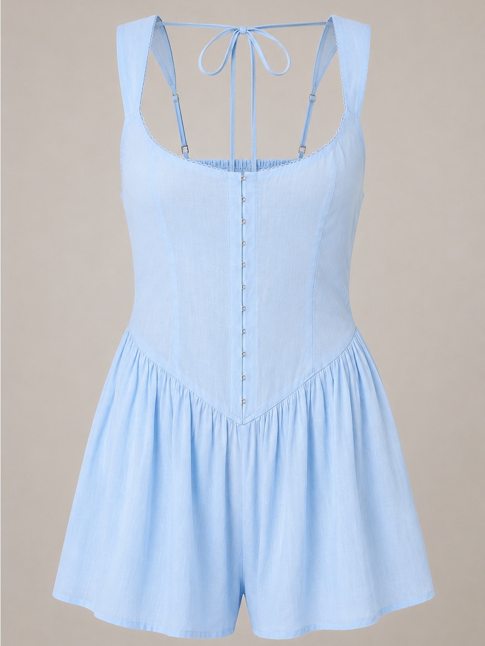 Wild Fable Blue Corset Romper NWT Size M Hook & Eye Bow Back